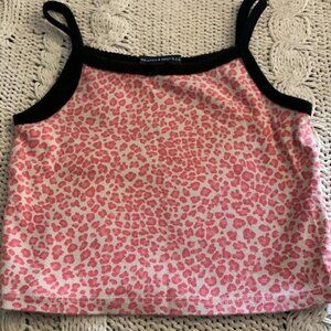 Brandy Melville pink and white leopard print tank...